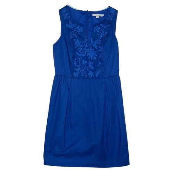 Boden Cobalt Blue Sleeveless Embroidered Sheath Dress Lined Knee-Length Size 6 - Picture 1 of 11